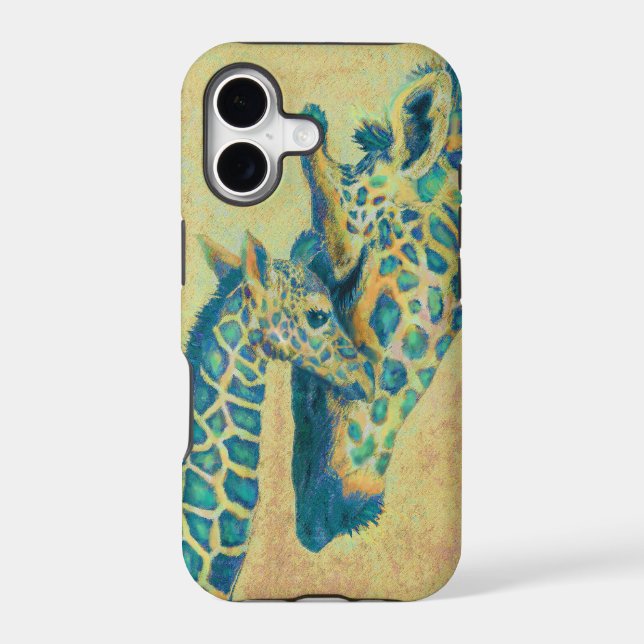 teal giraffes iphone case (Back)
