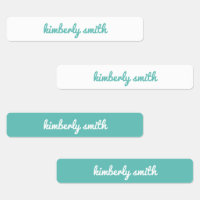 Teal Girl School Name Labels