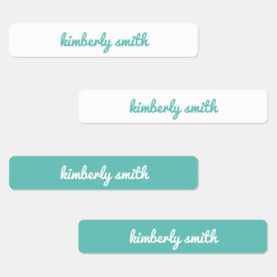 Teal Girl School Name Labels