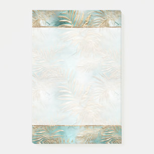 Teal Glam Gold White Tropical Leaves Post-it Notes