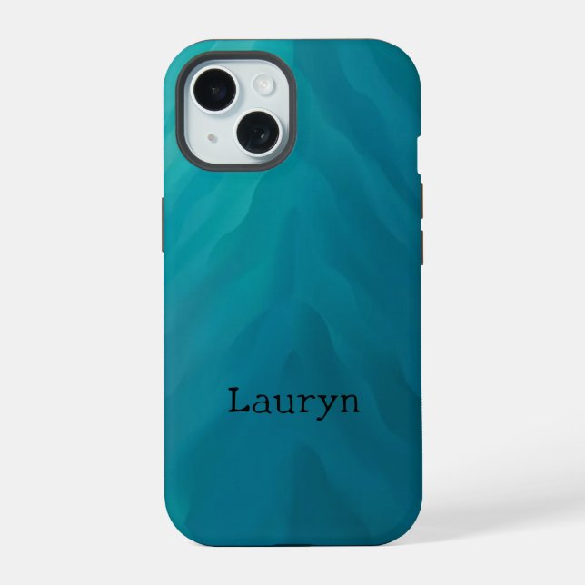 Teal glass texture iPhone 15 case (Back)