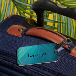 Teal glass texture luggage tag