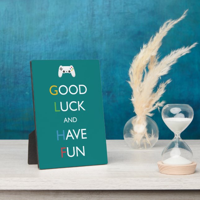 Teal GLHF Video Game Quote Plaque (Side)