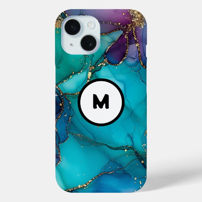 Teal Glitter Alcohol Ink Backgrounds  Case-Mate iPhone Case (Back)