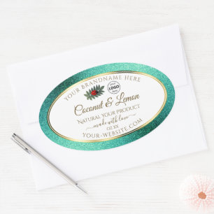 Teal Glitter and White Product Labels Ladybug Logo