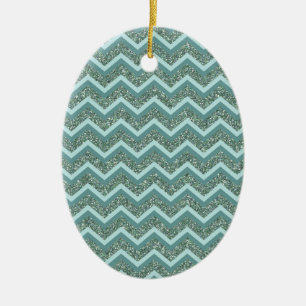 Teal Glitter Ceramic Tree Decoration