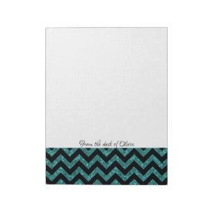Teal Glitter Chevron Notepad