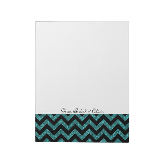 Teal Glitter Chevron Notepad (Rotated)