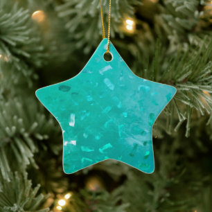 Teal Glitter Christmas Ceramic Tree Decoration