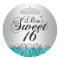 Teal Glitter & Diamond Tiara Sweet 16 Sticker