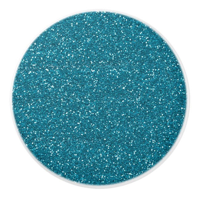 Teal Glitter Effect Ceramic Knob (Front)