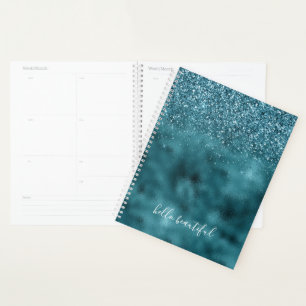 Teal Glitter Glitz sparkle glam personalised quote Planner