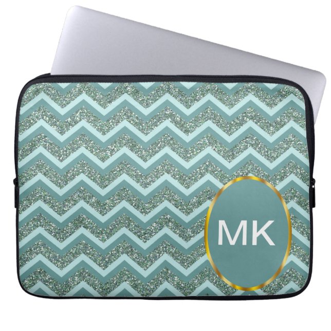 Teal Glitter Laptop Sleeve (Front)
