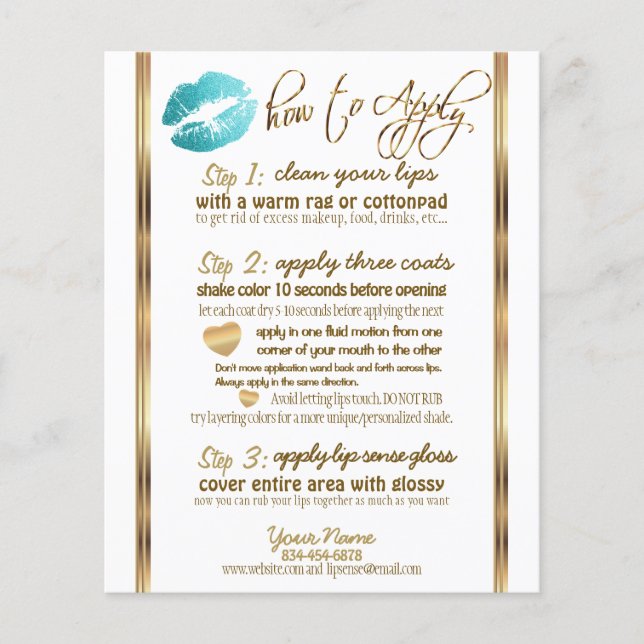 Teal Glitter Lip 💋Instructions - White Flyer (Front)