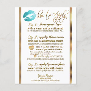 Teal Glitter Lip 💋Instructions - White Flyer