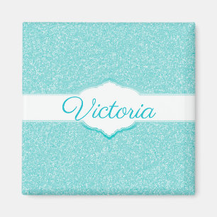 Teal Glitter Monogram Magnet