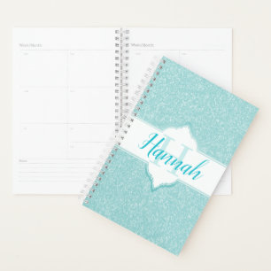 Teal Glitter Monogram Planner