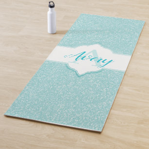 Teal Glitter Monogram Yoga Mat