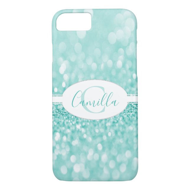 Teal Glitter Personalise Case-Mate iPhone Case (Back)