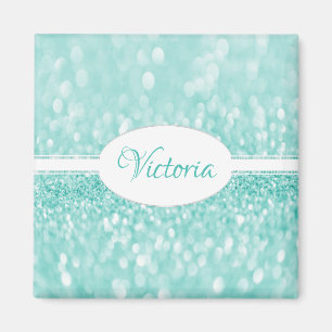 Teal Glitter Personalised Magnet