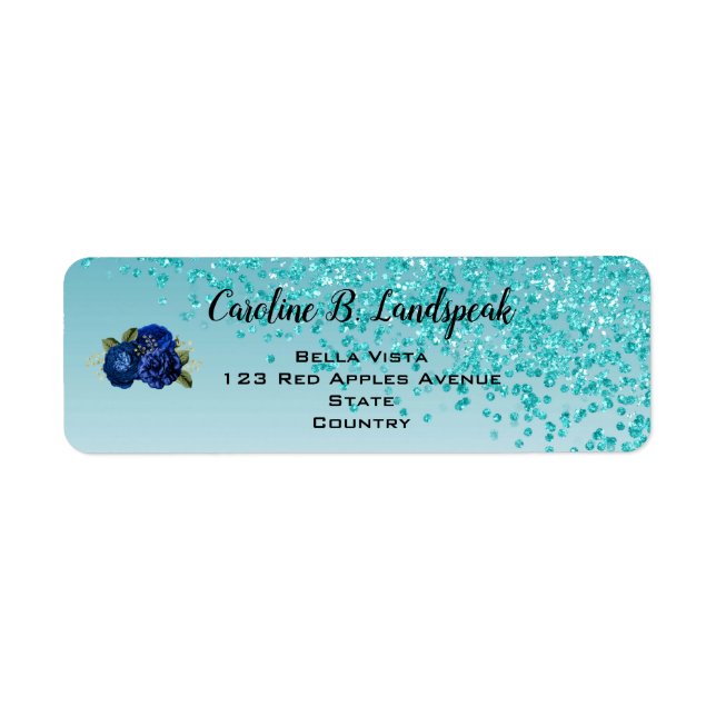 Teal Glitter, Royal Blue Roses Sweet 16 (Front)