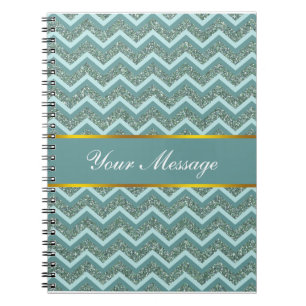 Teal Glitter Spiral Notebook
