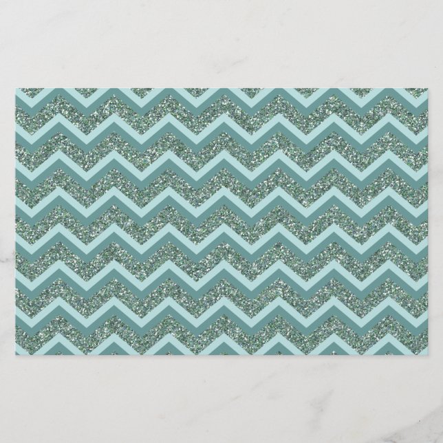 Teal Glitter Stationery (Front)