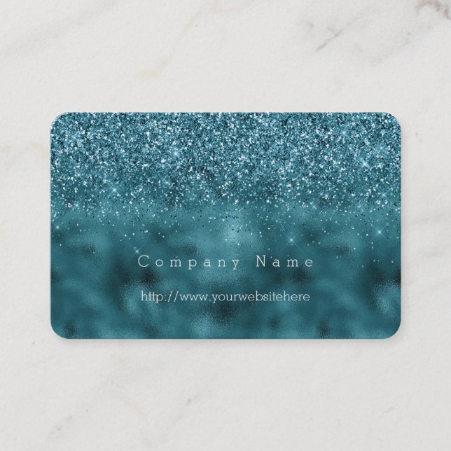 Teal Glitz Glitter Glam Business Card (Front)