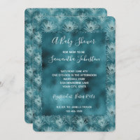 Teal Glitzy Glam Peacock Feathers