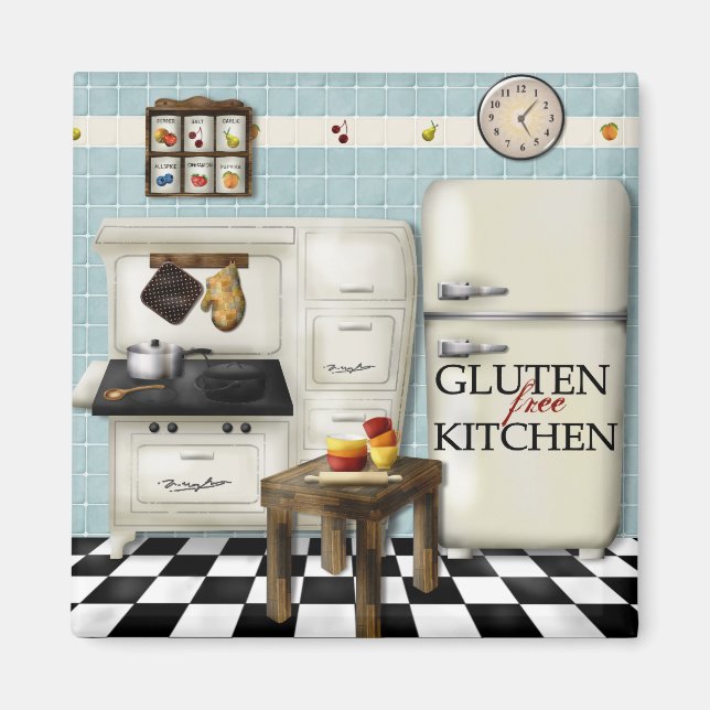 Teal Gluten Free Kitchen Magnet (Front)