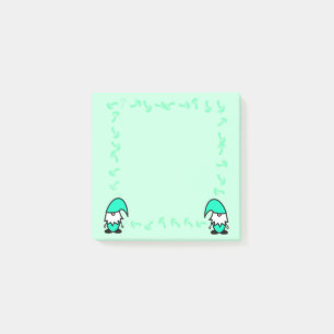 Teal Gnomes with Mushrooms Post-it Notes