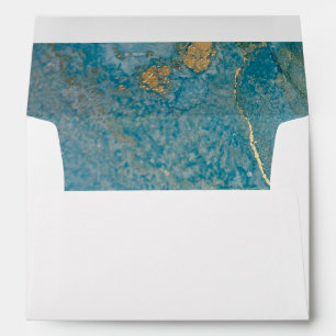 Teal & Gold Abstract Liquid Art Kindly Return to Envelope
