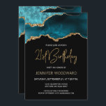 Teal Gold Agate 21st Birthday Party Invitation<br><div class="desc">This elegant 21st birthday invitation features a watercolor image of an agate geode in shades of teal with faux gold highlights. The words "21st Birthday" appear in faux gold glitter in decorative modern handwriting font. Customise it with the name of the honoree in gold coloured text and the details in...</div>