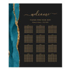 Teal Gold Agate Dark 12-Table Wedding Seating