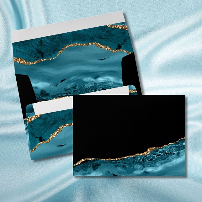 Teal Gold Agate Geode Wedding Envelope (Creator Uploaded)