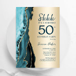 Teal Gold Agate Surprise 50th Birthday Invitation<br><div class="desc">Teal and gold agate surprise 50th birthday party invitation. Elegant modern design featuring watercolor agate marble geode background,  faux glitter gold and typography script font. Trendy invite card perfect for a stylish women's bday celebration. Printed Zazzle invitations or instant download digital printable template.</div>