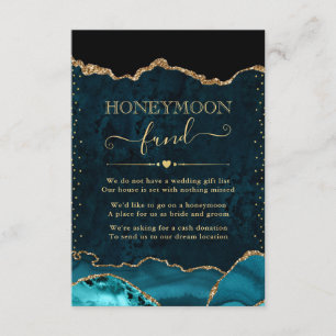 Teal & Gold Agate Wedding Honeymoon Fund Enclosure Card