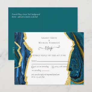 Teal Gold AGATE Wedding Postcard