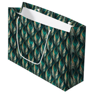 Teal & Gold Art Deco Geometric Pattern Design Large Gift Bag