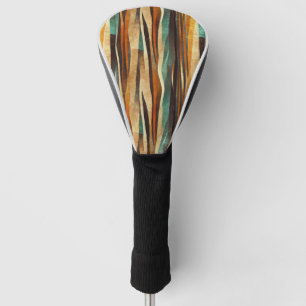 Teal Gold Art Deco Geometric Pattern Golf Head Cover