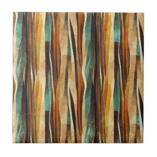 Teal Gold Art Deco Geometric Pattern Tile