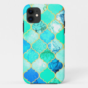 Teal, Gold, Blue Green Mermaid Pattern Case-Mate iPhone Case