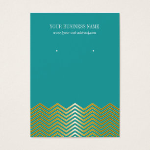 Teal Gold Chevron Custom Earring Card