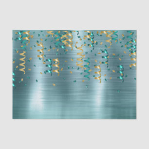 Teal Gold Confetti Birthday Tissue Paper