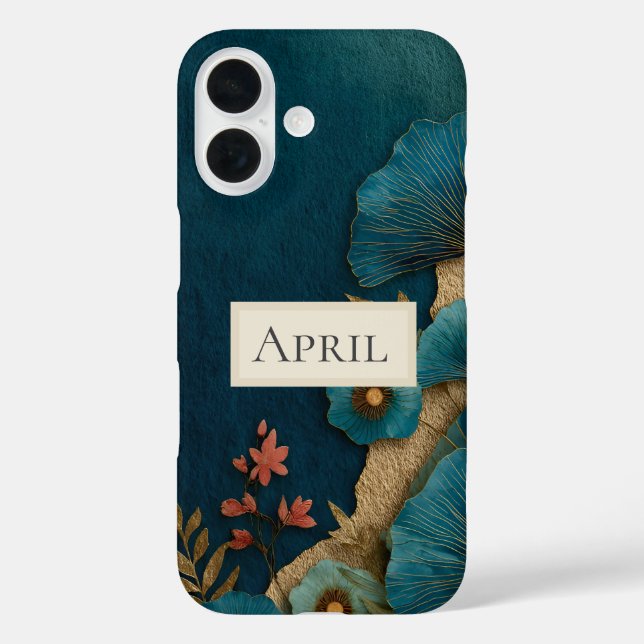 Teal & Gold Floral on Dark Teal  Case-Mate iPhone Case (Back)