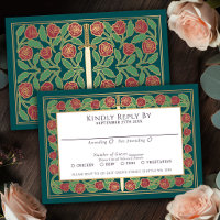 Teal Gold Floral Sword Royal Wedding RSVP