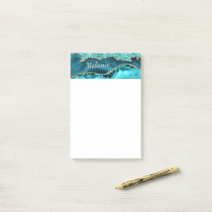 Teal Gold Glitter Post-it® Notes Personalized Name