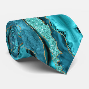 Teal Gold Glitter Sparkly Neck Tie