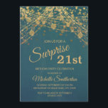 Teal Gold Glitter String Lights 21st Birthday Invitation<br><div class="desc">Elegant 21st  birthday party invitation for women with gorgeous gold string lights and sparkling bokeh on a bold teal background.  Text,  font,  and wording are completely customisable using Zazzle's design tool.  Contact us for help with customisation or matching products.</div>