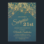 Teal Gold Glitter String Lights 21st Birthday Invitation<br><div class="desc">Elegant 21st  birthday party invitation for women with gorgeous gold string lights and sparkling bokeh on a bold teal background.  Text,  font,  and wording are completely customisable using Zazzle's design tool.  Contact us for help with customisation or matching products.</div>